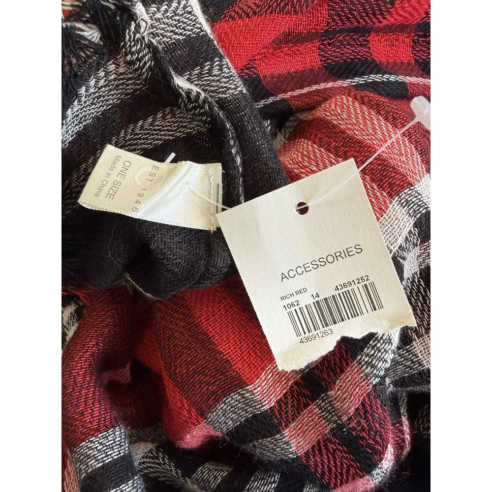 EST. 1946 Womens Scarf One Size Plaid Polyester  Viscose Christmas‎ Ready Scarf